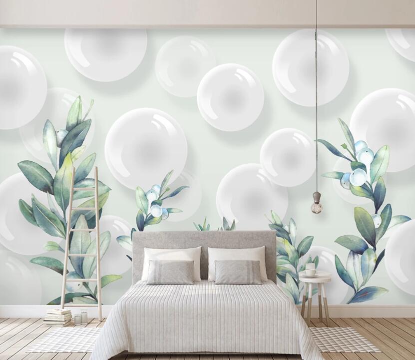 3D Bead Leaves WC2351 Wall Murals