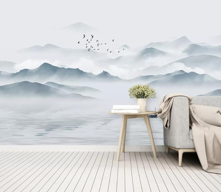 3D Hillside Lake WC2331 Wall Murals