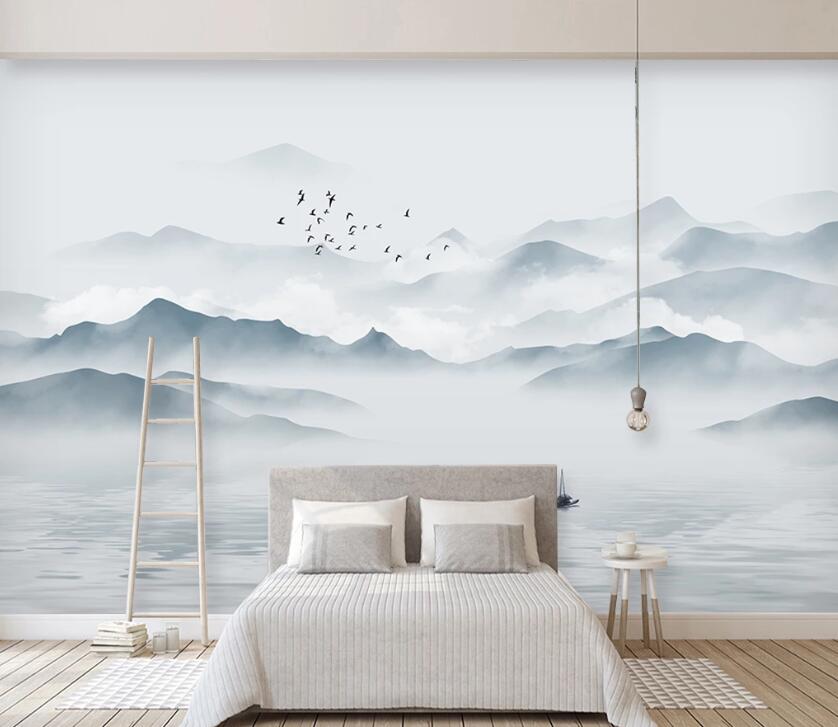 3D Hillside Lake WC2331 Wall Murals