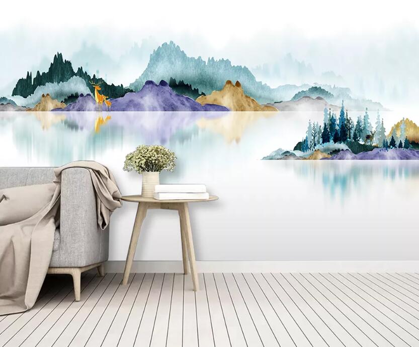 3D Purple Hillside WC2328 Wall Murals