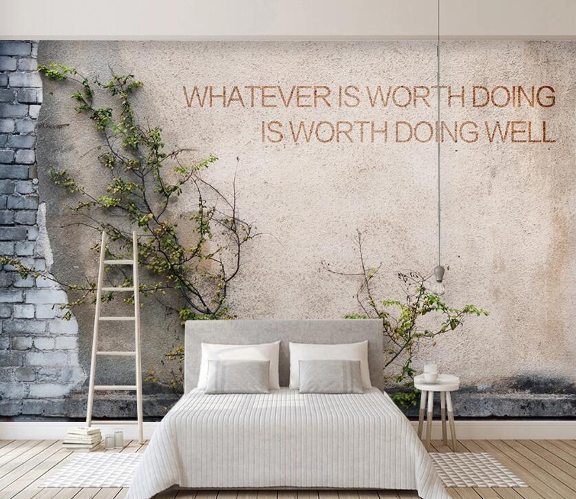 3D Brick Wall Plant WC2320 Wall Murals