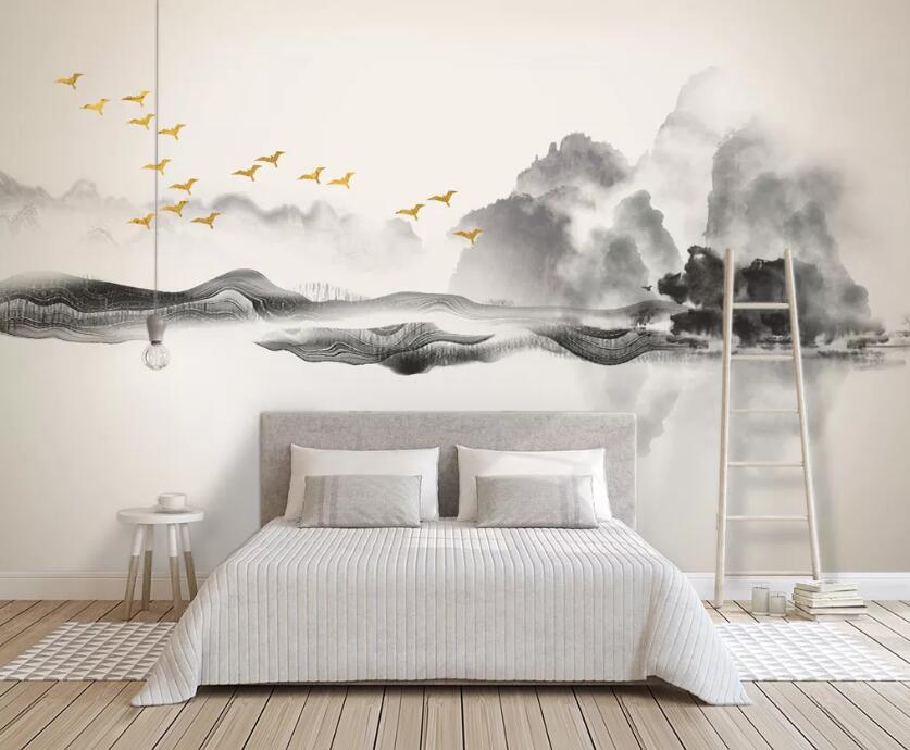 3D Beautiful River Mountain WC24 Wall Murals Wallpaper AJ Wallpaper 2 