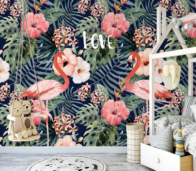 3D Flamingo Plant WC2250 Wall Murals