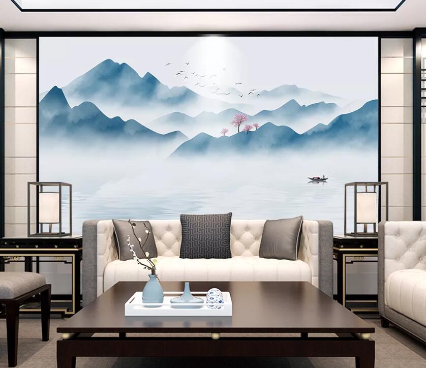 3D Lake Mountain WC2247 Wall Murals