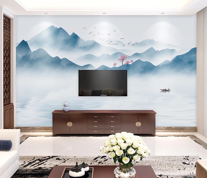 3D Lake Mountain WC2247 Wall Murals