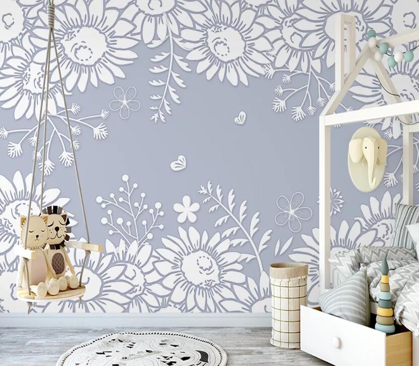 3D Sunflower Pattern WC2243 Wall Murals