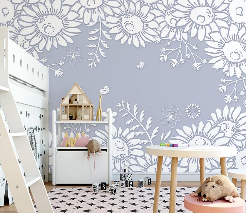 3D Sunflower Pattern WC2243 Wall Murals