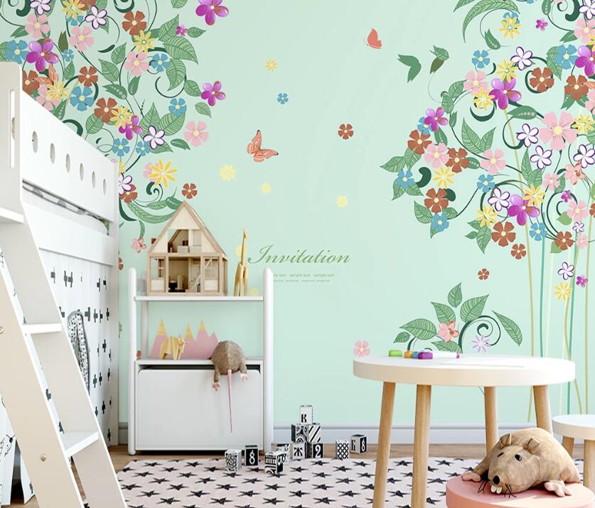 3D Colored Flower WC2242 Wall Murals