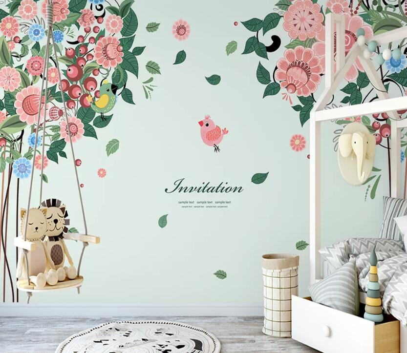 3D Pink Bird WC2241 Wall Murals