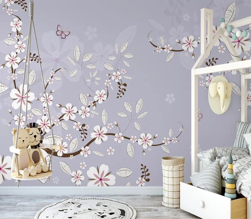 3D Purple Butterfly WC2240 Wall Murals