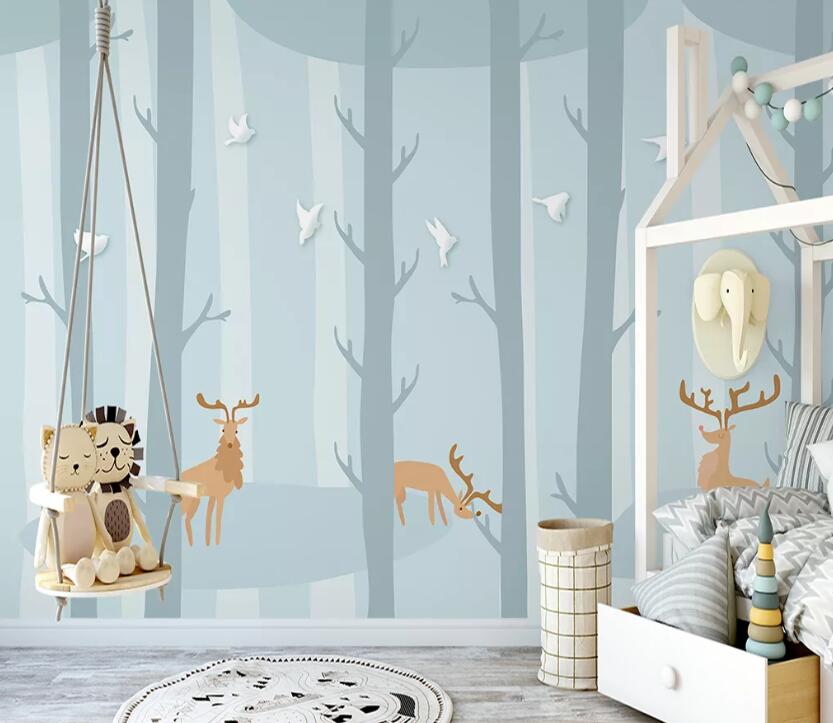 3D Deer Forest WC38 Wall Murals Wallpaper AJ Wallpaper 2 