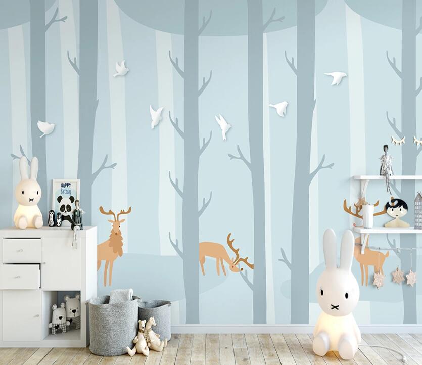 3D Deer Forest WC38 Wall Murals Wallpaper AJ Wallpaper 2 