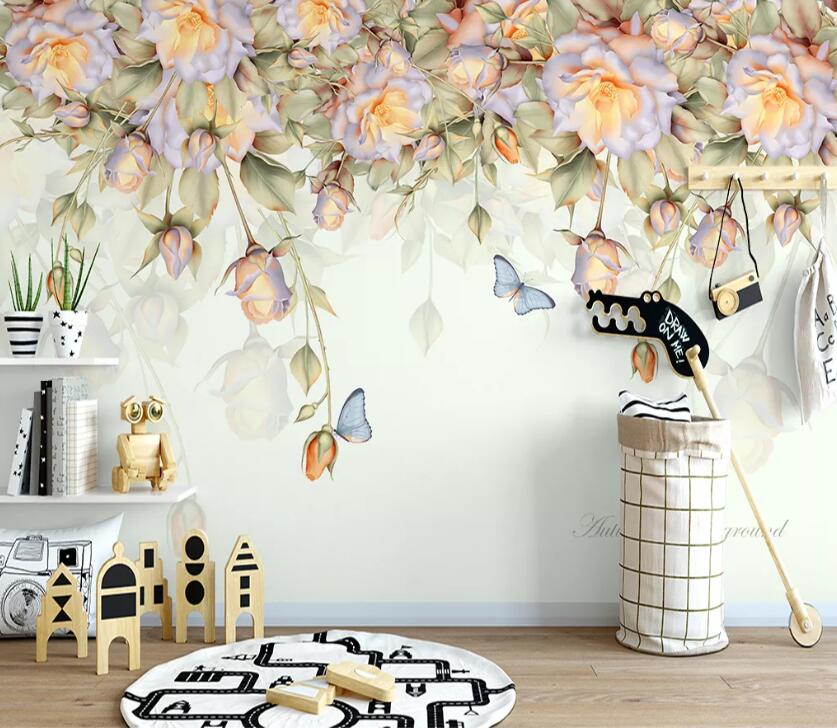 3D Pink Rose Flower WC2233 Wall Murals