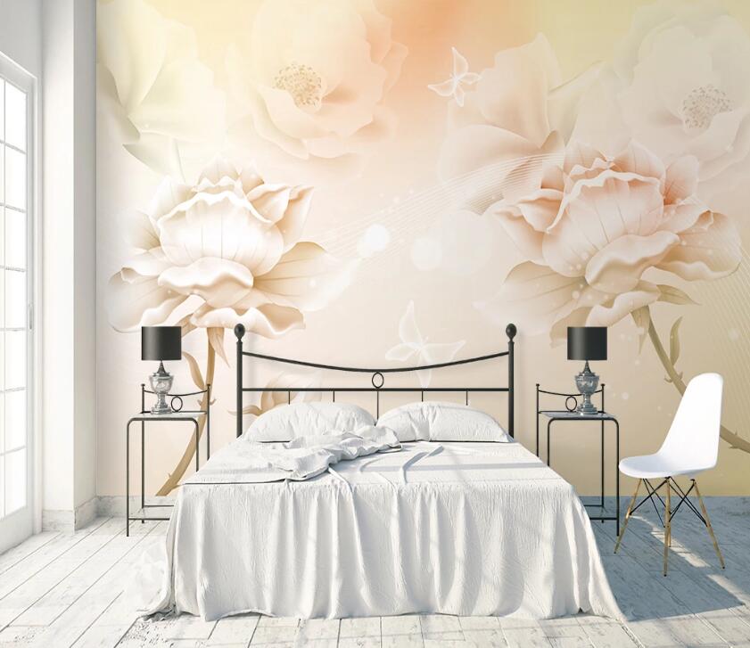 3D Orange Lotus WC2228 Wall Murals