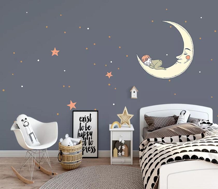 3D Star Moon WC11 Wall Murals Wallpaper AJ Wallpaper 2 