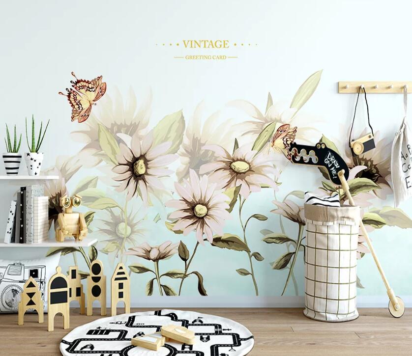 3D Flower Butterfly WC04 Wall Murals Wallpaper AJ Wallpaper 2 