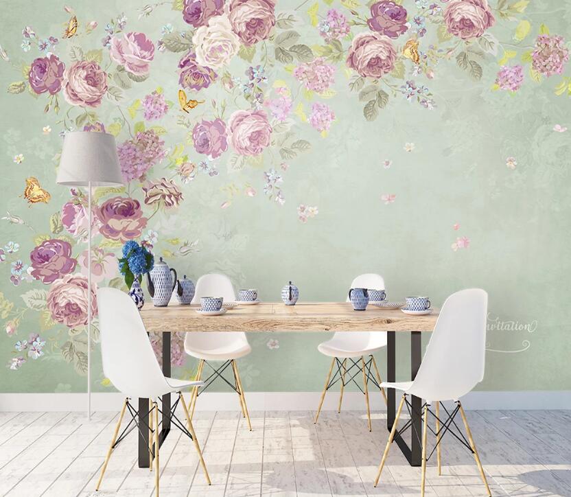 3D Flower Butterfly WC90 Wall Murals Wallpaper AJ Wallpaper 2 