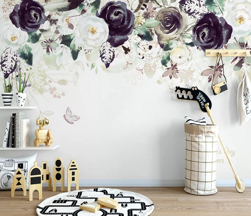 3D Flower Butterfly WC77 Wall Murals Wallpaper AJ Wallpaper 2 