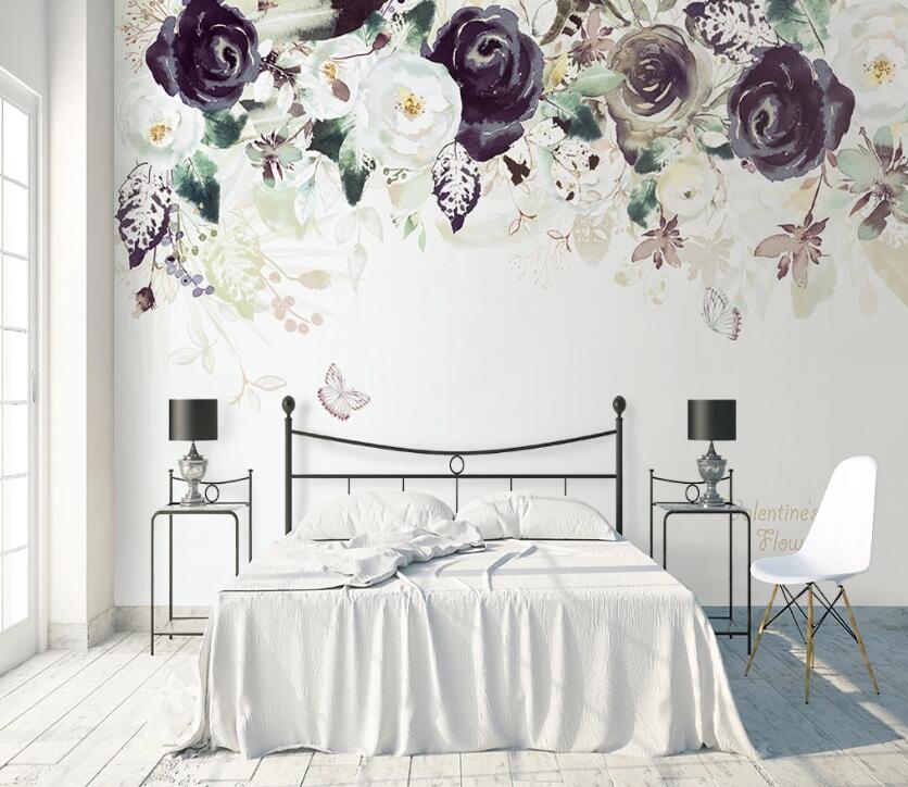 3D Black Flower WC2184 Wall Murals