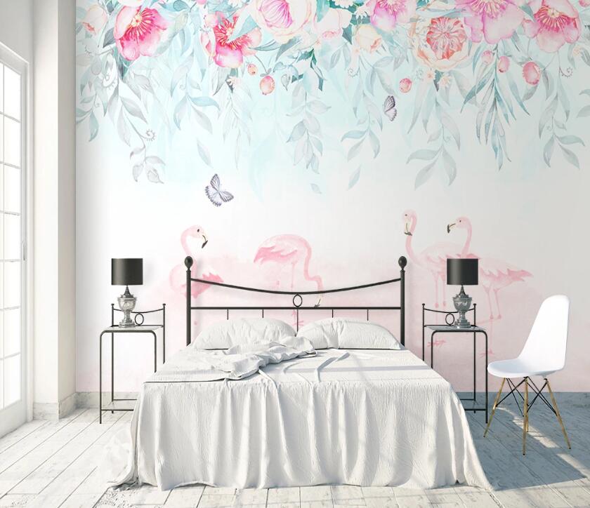 3D Flamingo Flower WC2169 Wall Murals