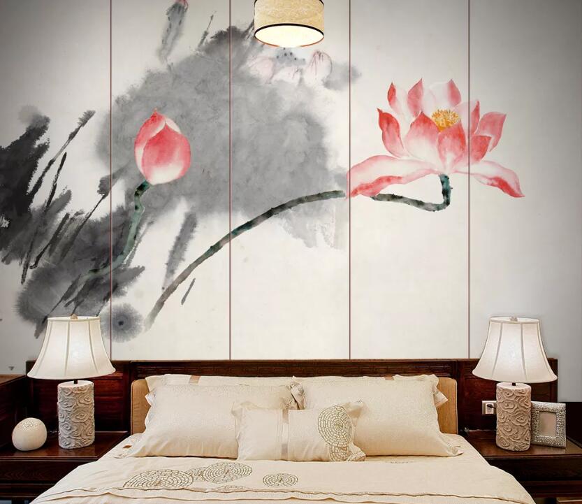 3D Ink Lotus Flower WC2162 Wall Murals