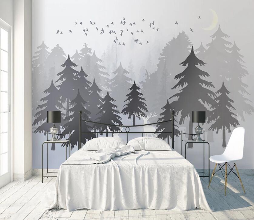 3D Foggy Forest WC50 Wall Murals Wallpaper AJ Wallpaper 2 