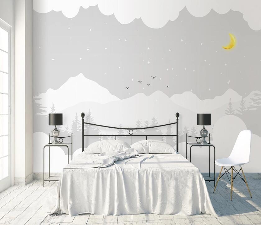 3D Moon Mountain WC2159 Wall Murals