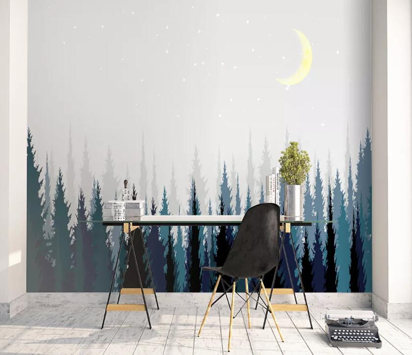 3D Moon Forest WC41 Wall Murals Wallpaper AJ Wallpaper 2 