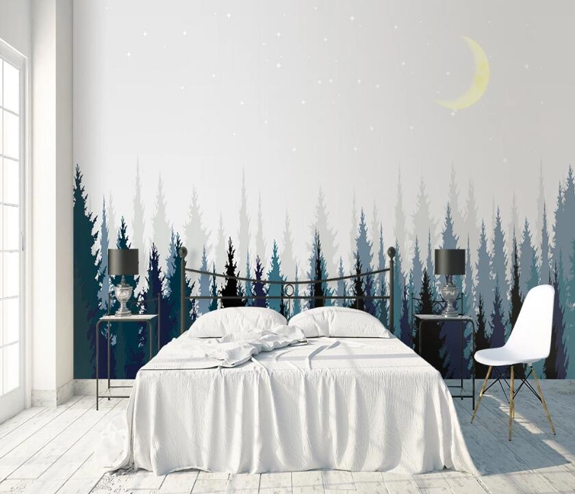 3D Moon Forest WC41 Wall Murals Wallpaper AJ Wallpaper 2 