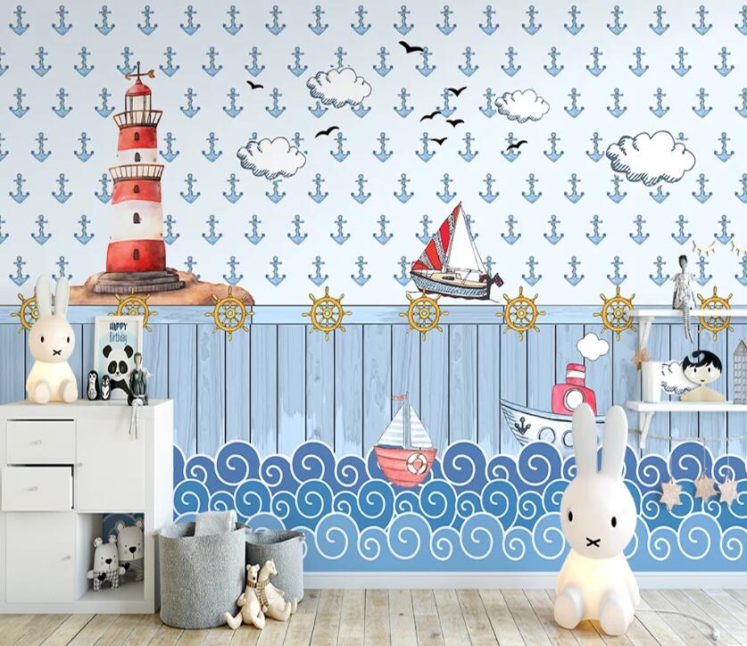 3D Lighthouse Sea WC2150 Wall Murals