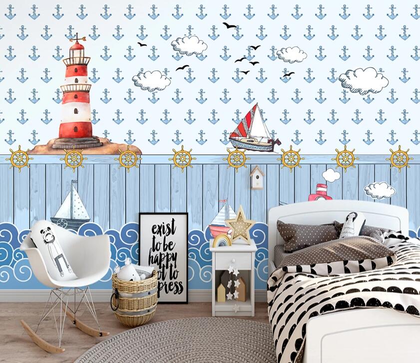 3D Lighthouse Sea WC2150 Wall Murals