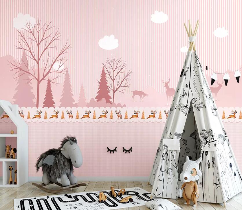 3D Cartoon Deer WC2130 Wall Murals