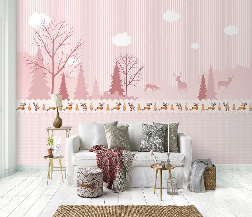 3D Cartoon Deer WC2130 Wall Murals