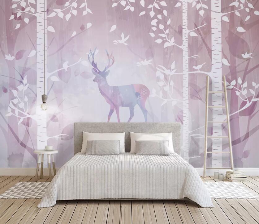 3D Purple Deer WC2127 Wall Murals