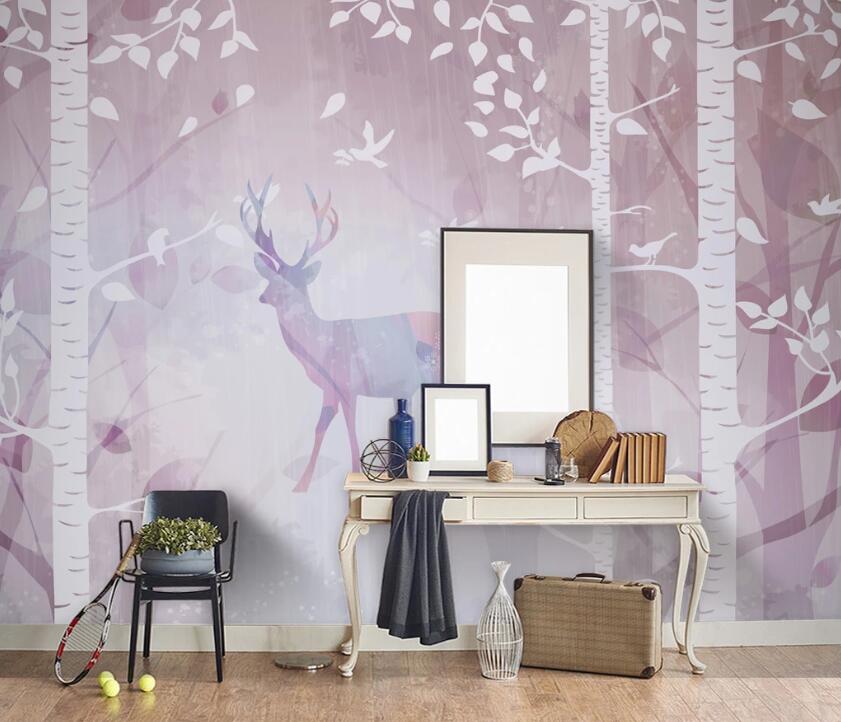 3D Deer Forest WC11 Wall Murals Wallpaper AJ Wallpaper 2 