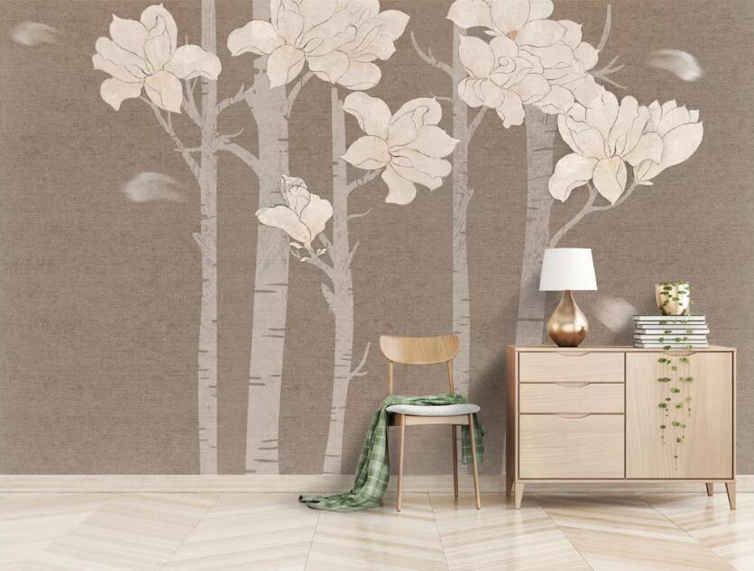 3D Tree Pink Flower WC2099 Wall Murals