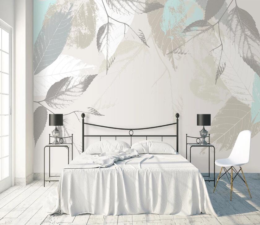 3D Black Leaves WC2094 Wall Murals