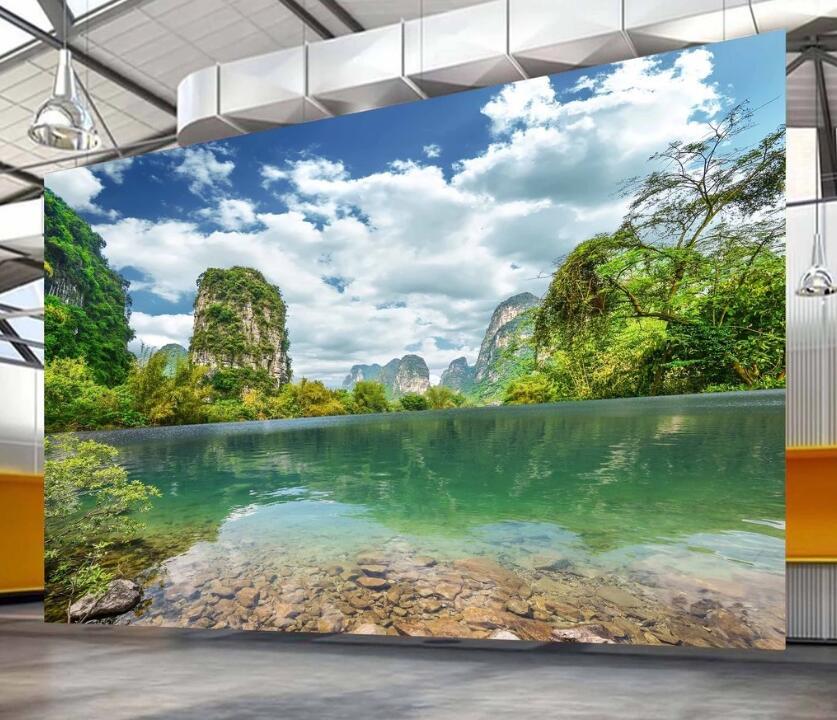 3D Mountain Lake WC2091 Wall Murals