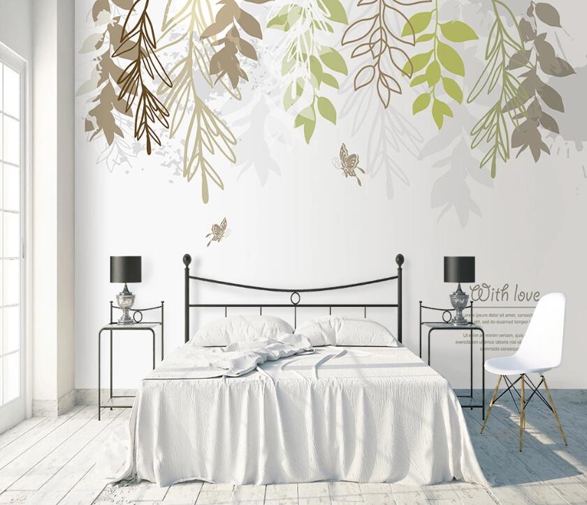 3D Green Leaf Butterfly WC36 Wall Murals Wallpaper AJ Wallpaper 2 