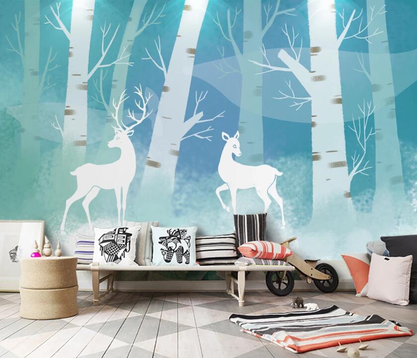 3D Forest Elk WC25 Wall Murals Wallpaper AJ Wallpaper 2 
