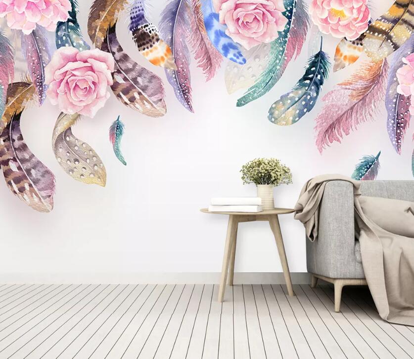 3D Flower Feather WC2075 Wall Murals