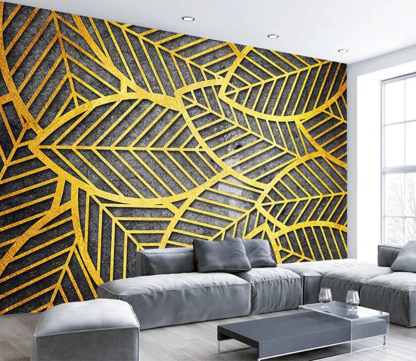 3D Golden Leaves WC2066 Wall Murals