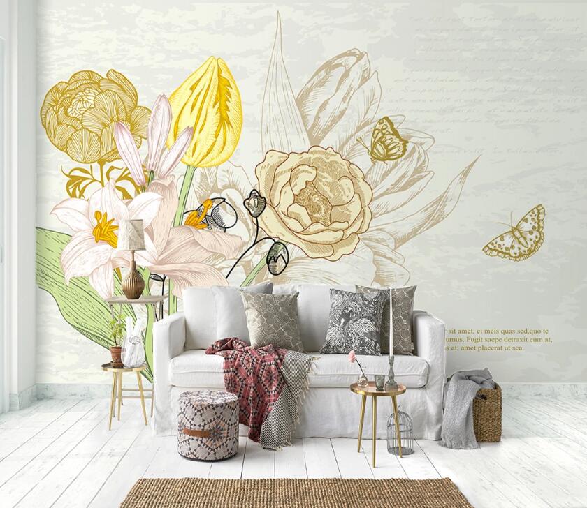 3D Flower Leaves WC06 Wall Murals Wallpaper AJ Wallpaper 2 