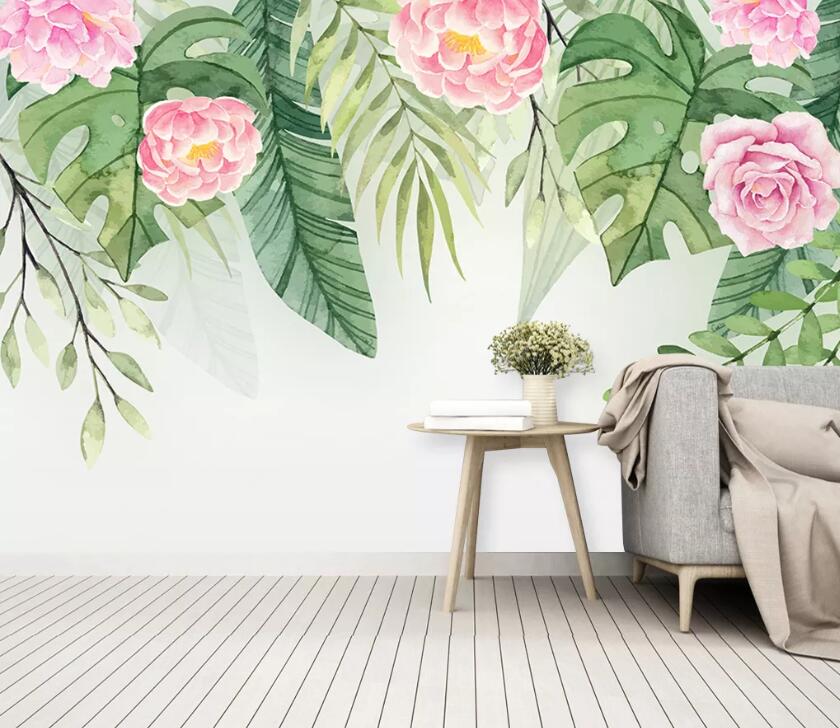 3D Green Leaf Flower WC2060 Wall Murals