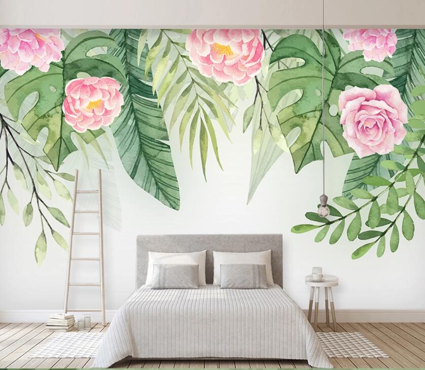 3D Green Leaf Flower WC2060 Wall Murals