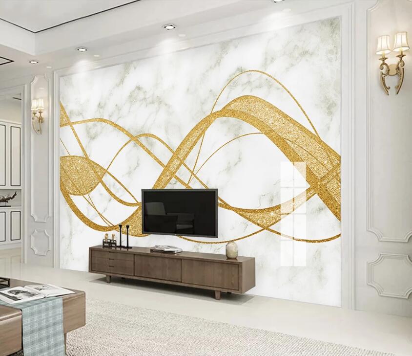 3D Golden Marble WC2054 Wall Murals