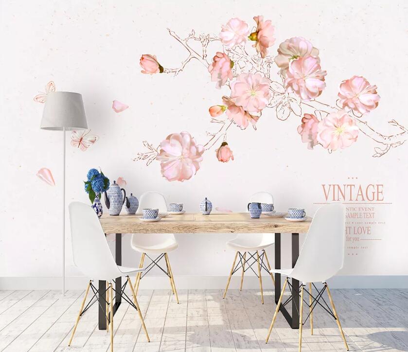 3D Plum Butterfly WC2043 Wall Murals