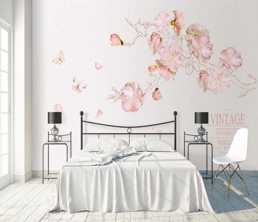 3D Plum Butterfly WC2043 Wall Murals