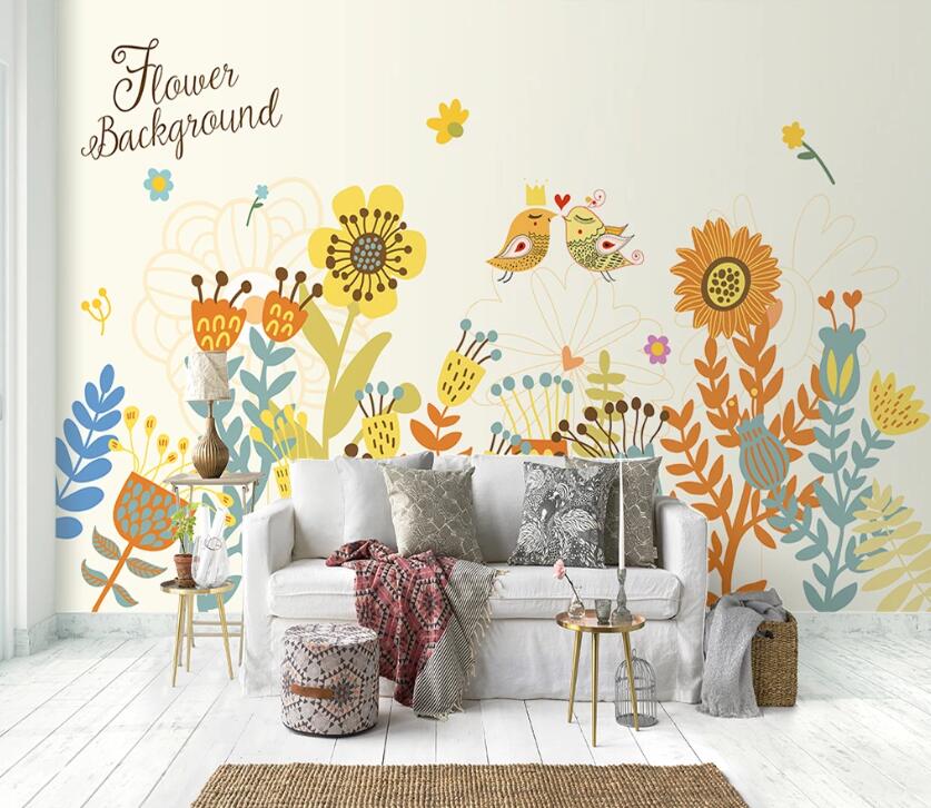 3D Sunflower Bird WC2035 Wall Murals