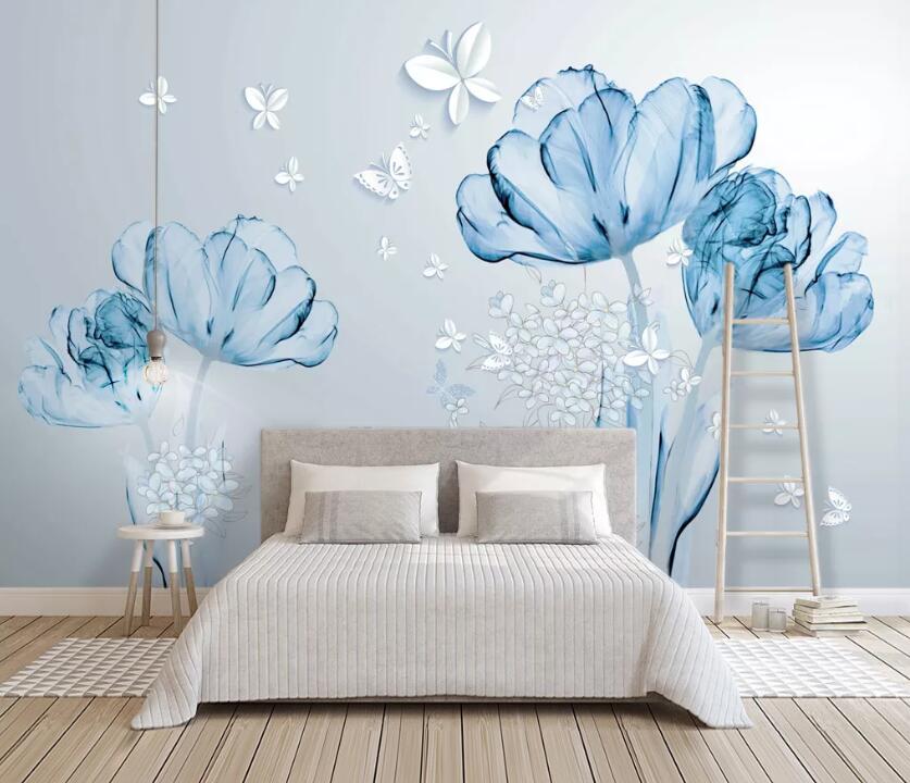 3D Flower Butterfly WC2025 Wall Murals